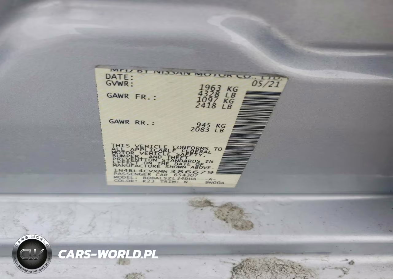 2021 Nissan Altima Sr VIN:1N4BL4CVXMN386679 - 12