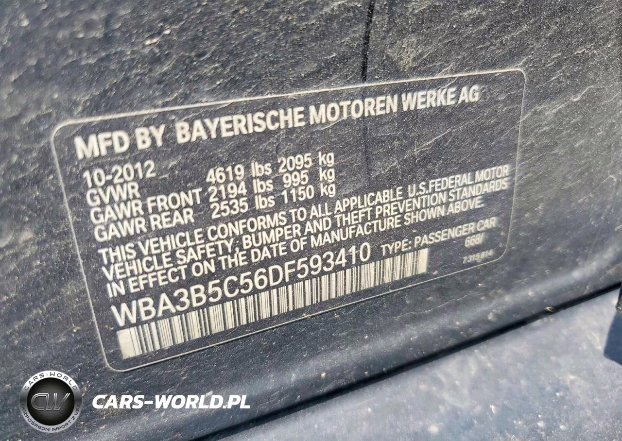 2013 BMW 328 Xi Sulev VIN:WBA3B5C56DF593410 - 12