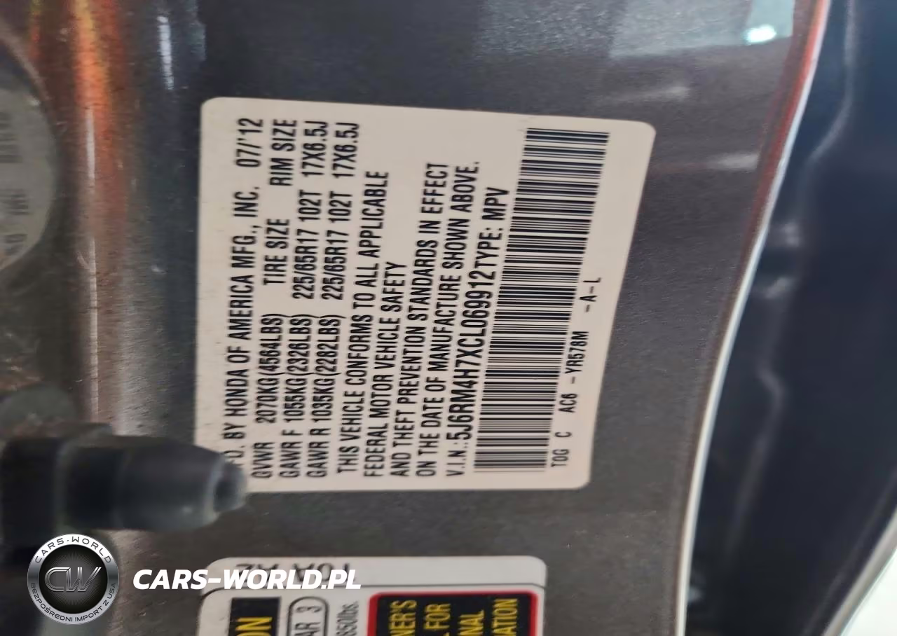 2012 Honda Cr-V Exl VIN:5J6RM4H7XCL069912 - 13