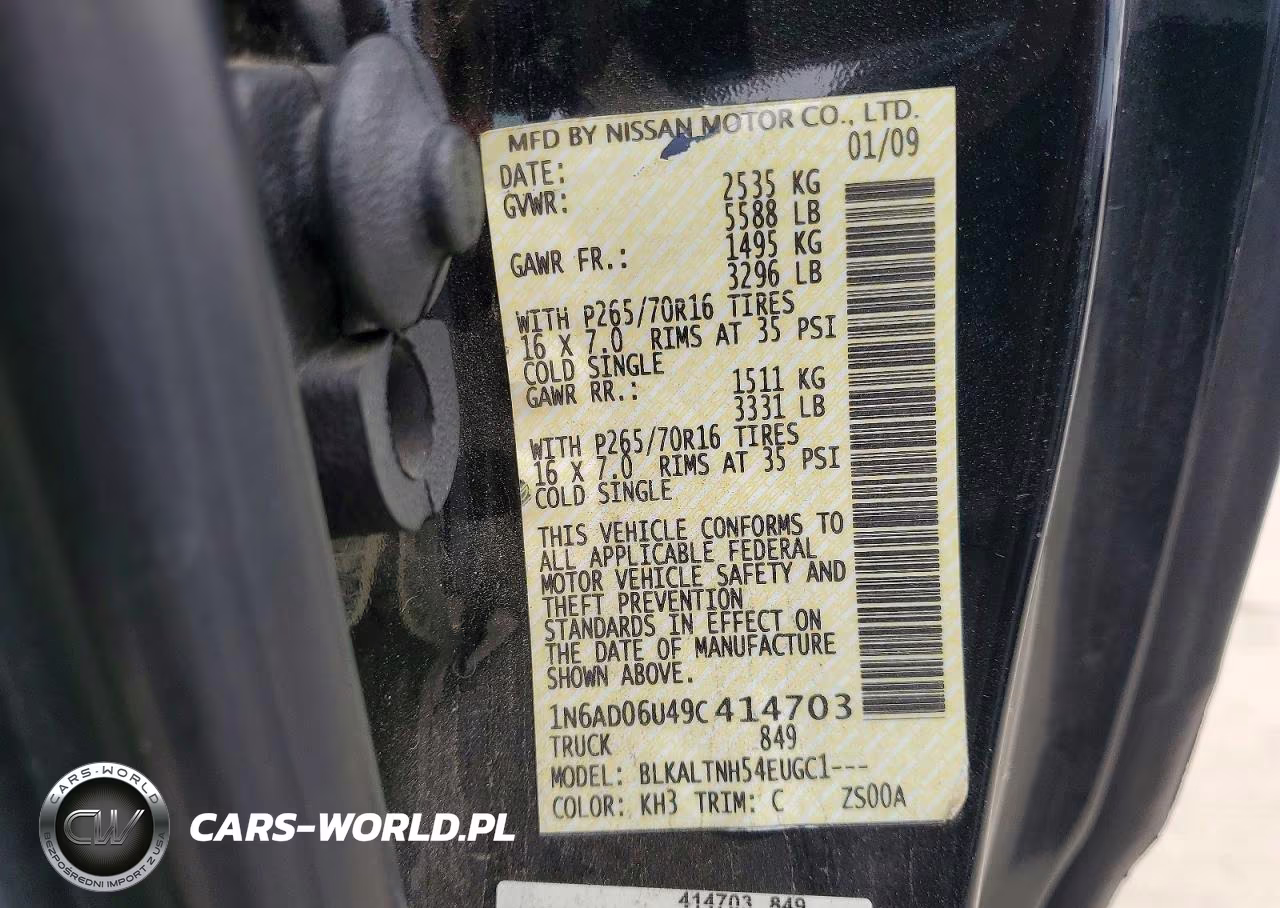 2009 Nissan Frontier Se V6 VIN:1N6AD06U49C414703 - 12