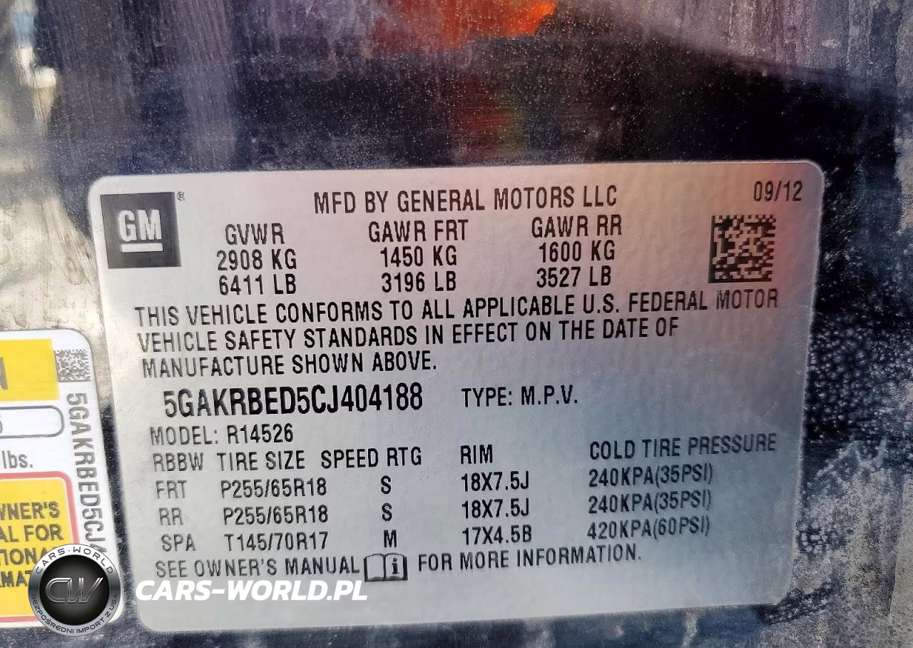 2012 Buick Enclave VIN:5GAKRBED5CJ404188 - 13