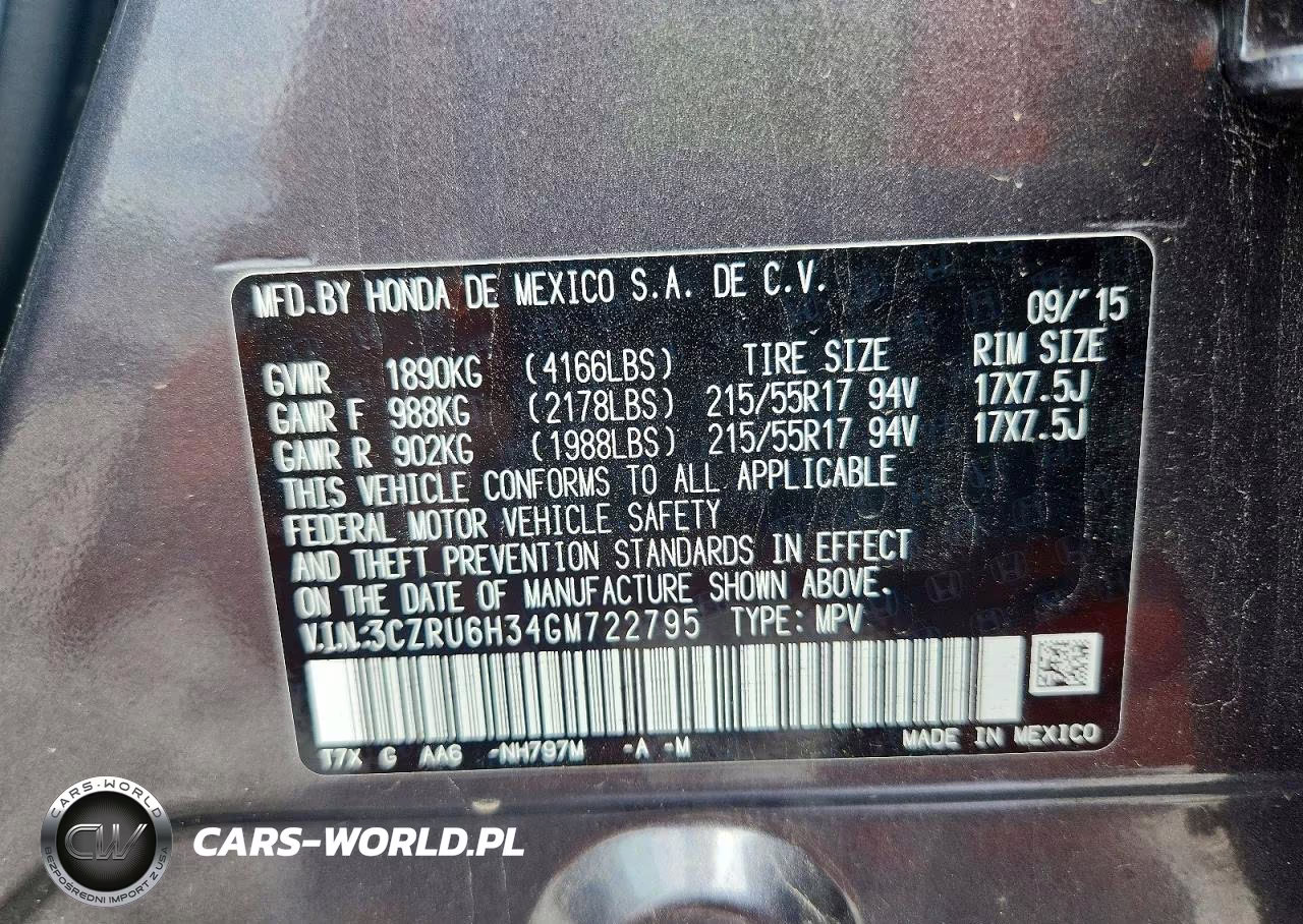 2016 Honda Hr-V Lx VIN:3CZRU6H34GM722795 - 13