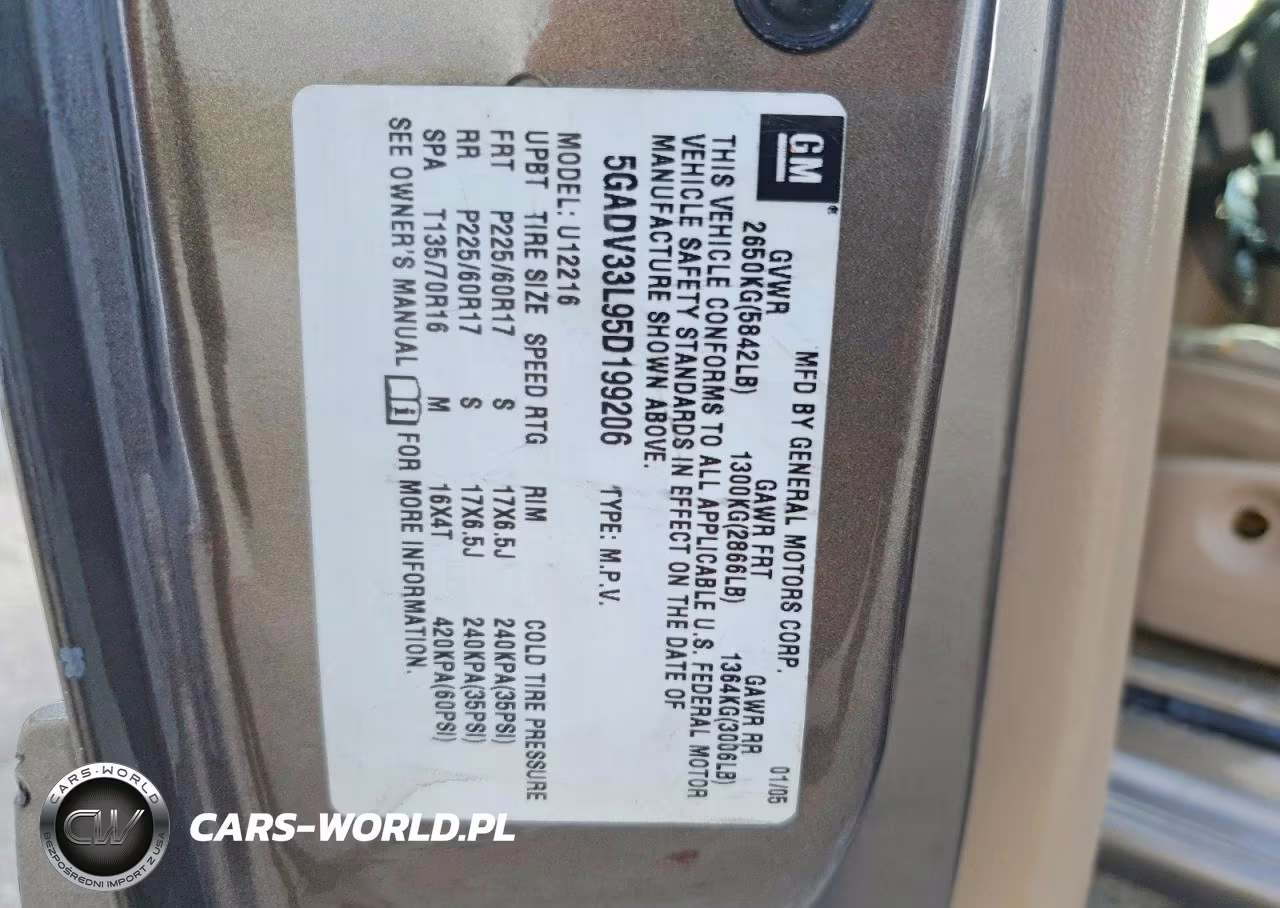 2005 Buick Terraza Cxl VIN:5GADV33L95D199206 - 13