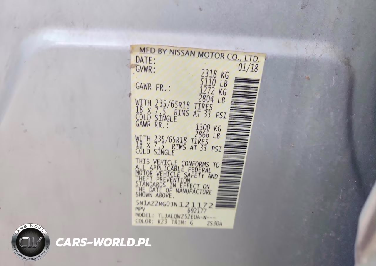 2018 Nissan Murano Sv VIN:5N1AZ2MG0JN121172 - 12
