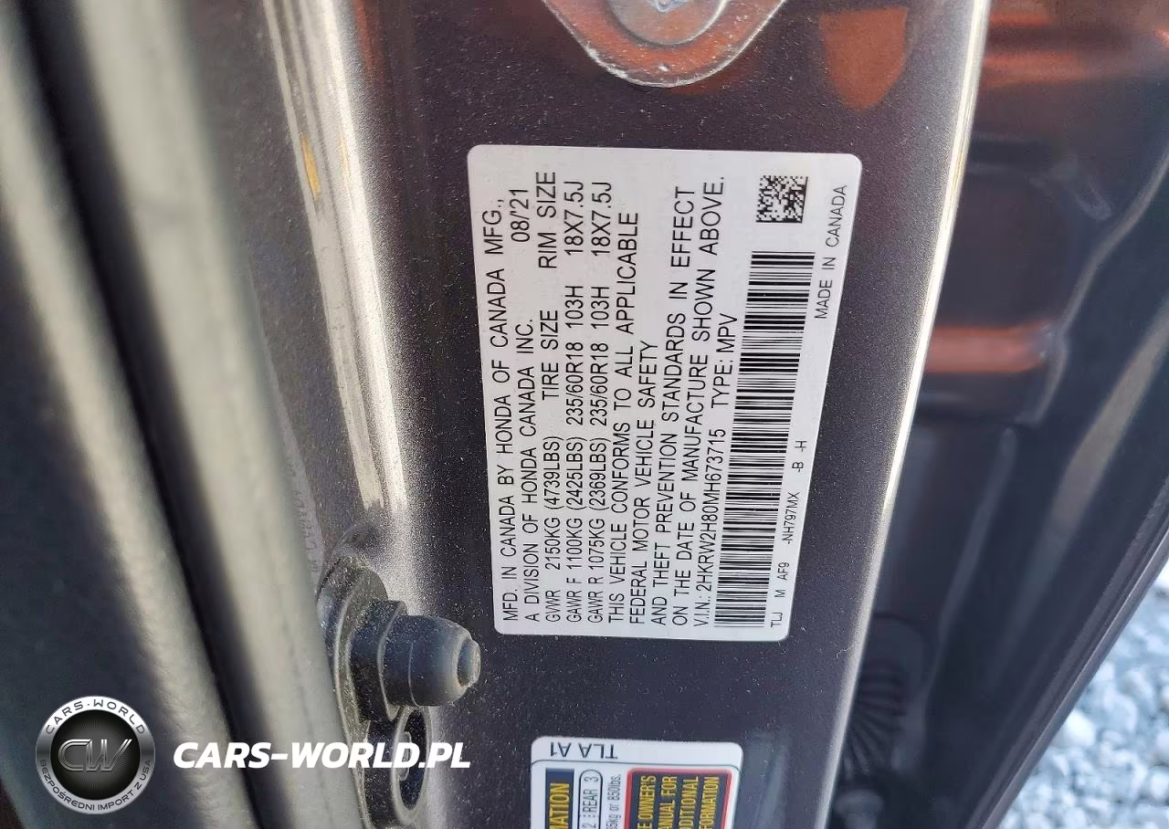 2021 Honda Cr-V Exl VIN:2HKRW2H80MH673715 - 14