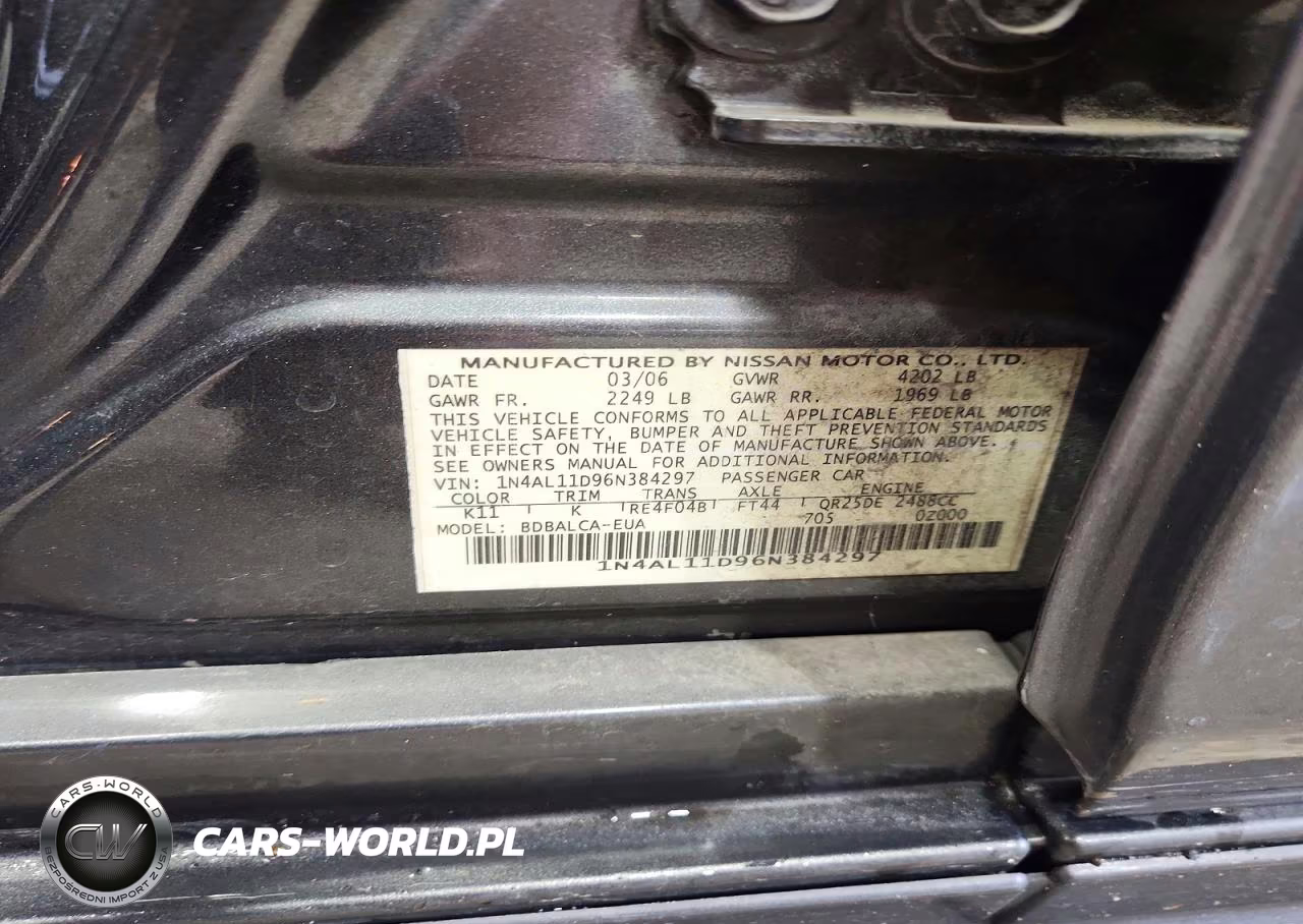 2006 Nissan Altima 2.5 S VIN:1N4AL11D96N384297 - 12