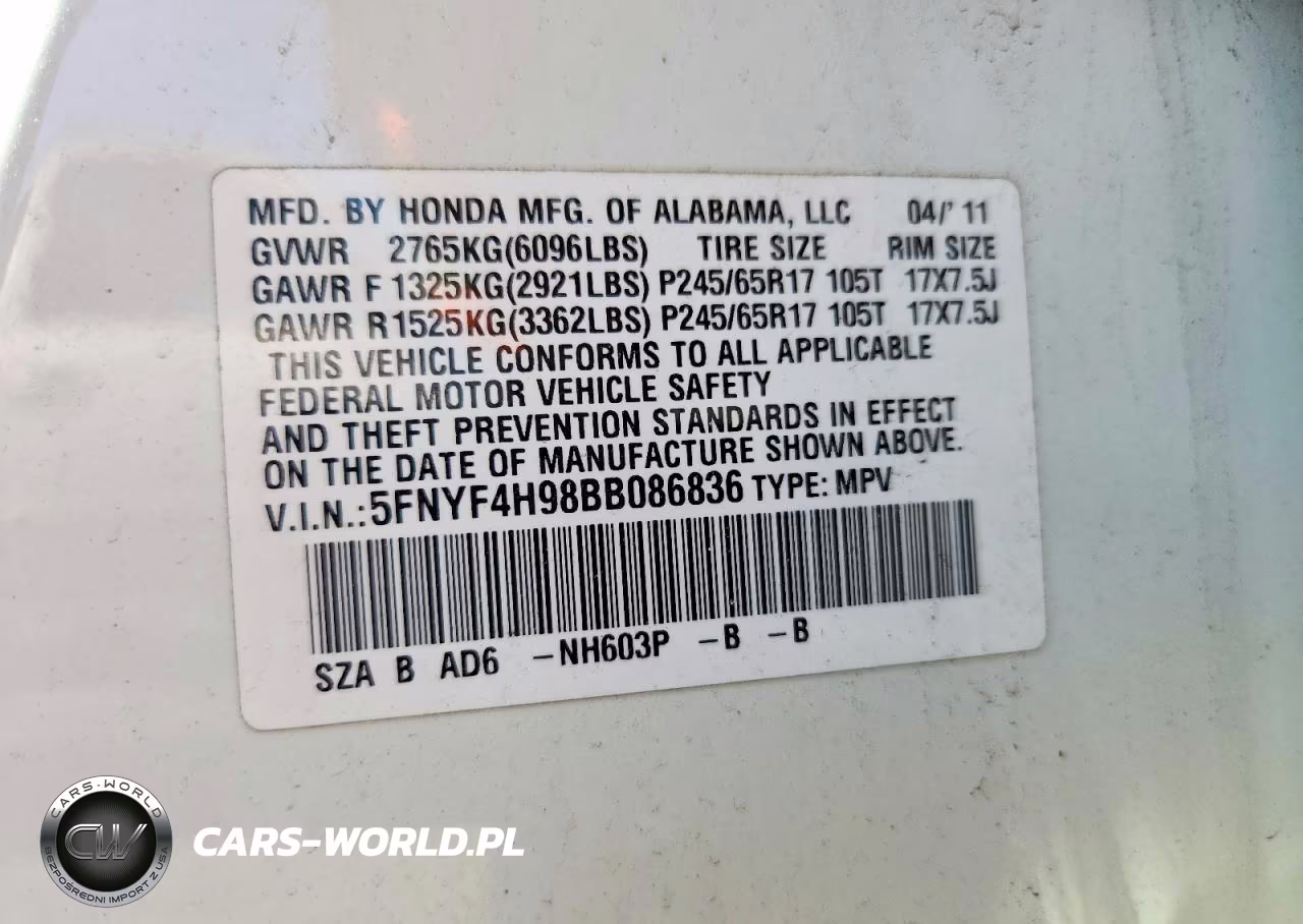 2011 Honda Pilot Touring VIN:5FNYF4H98BB086836 - 13
