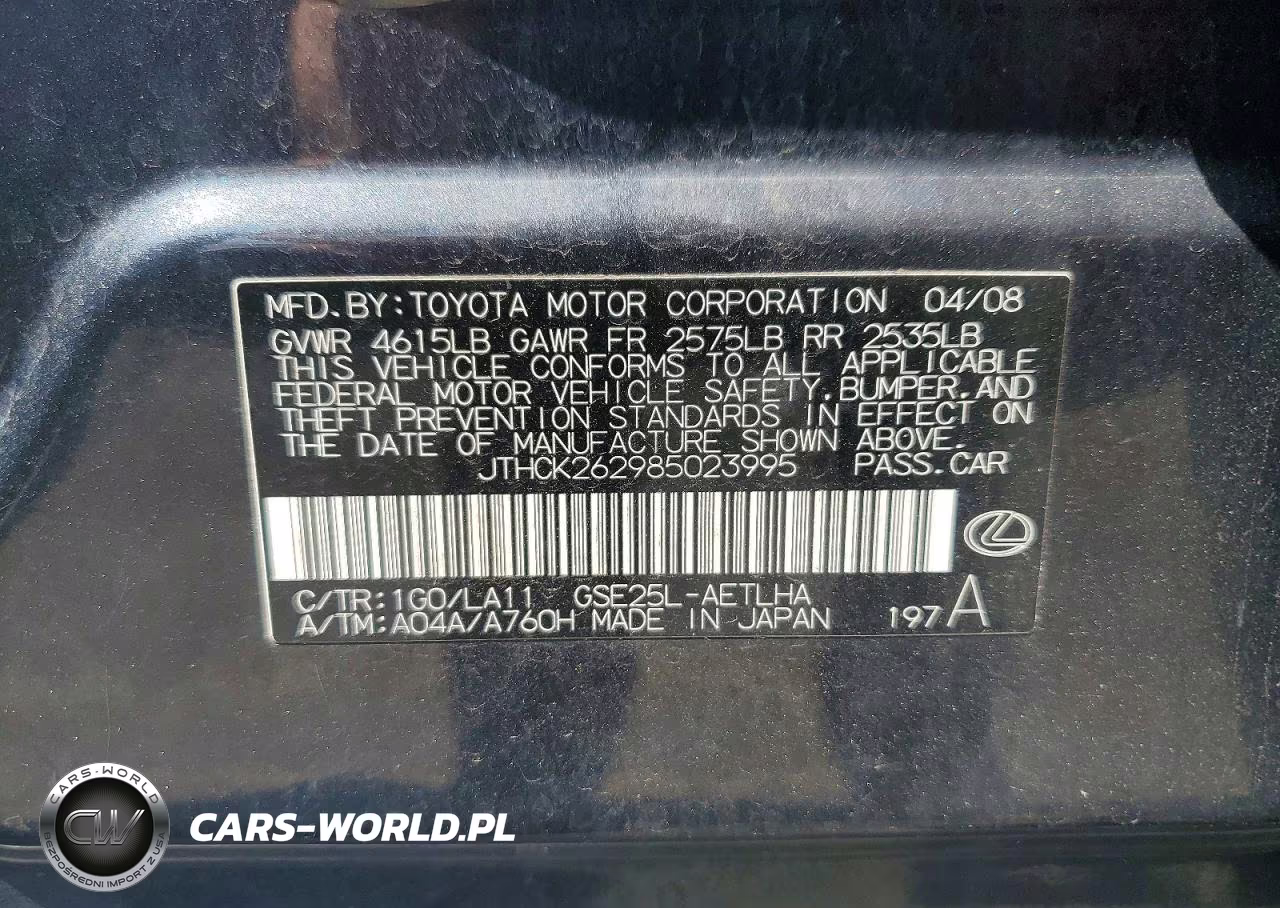 2008 Lexus Is 250 VIN:JTHCK262985023995 - 12