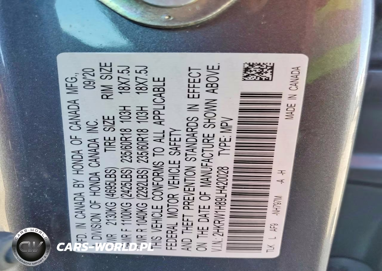 2020 Honda Cr-V Exl VIN:2HKRW1H89LH420028 - 14