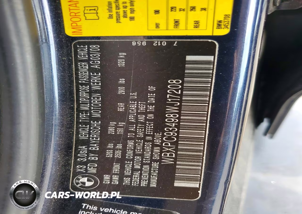 2008 BMW X3 3.0Si VIN:WBXPC93498WJ17208 - 13