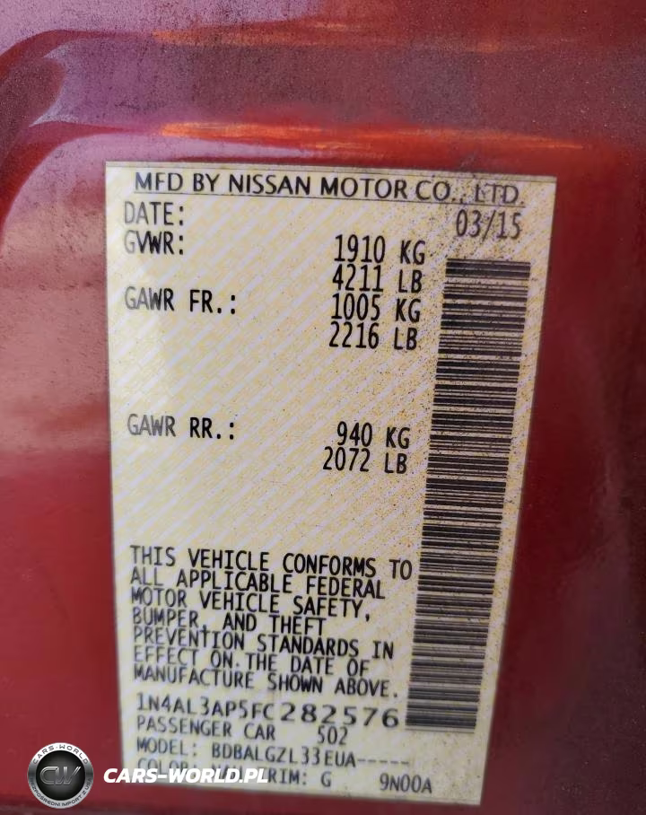 2015 Nissan Altima 2.5 VIN:1N4AL3AP5FC282576 - 13