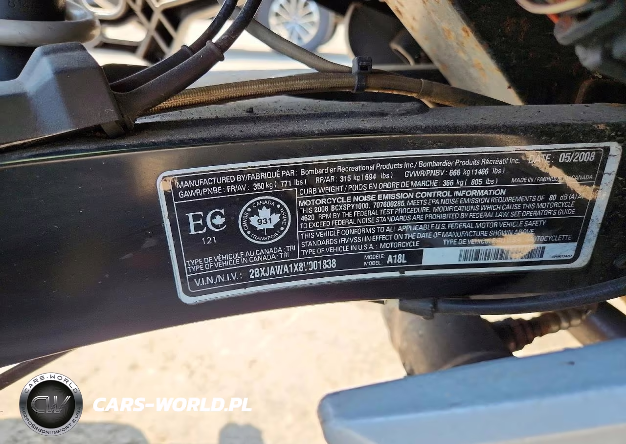 2008 Can-Am Spyder Gs VIN:2BXJAWA1X8V001838 - 9