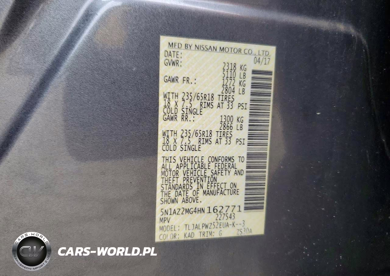 2017 Nissan Murano S VIN:5N1AZ2MG4HN162771 - 12