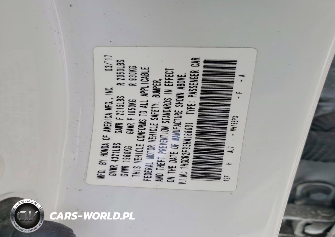 2017 Honda Accord Exl VIN:1HGCR2F93HA186001 - 12