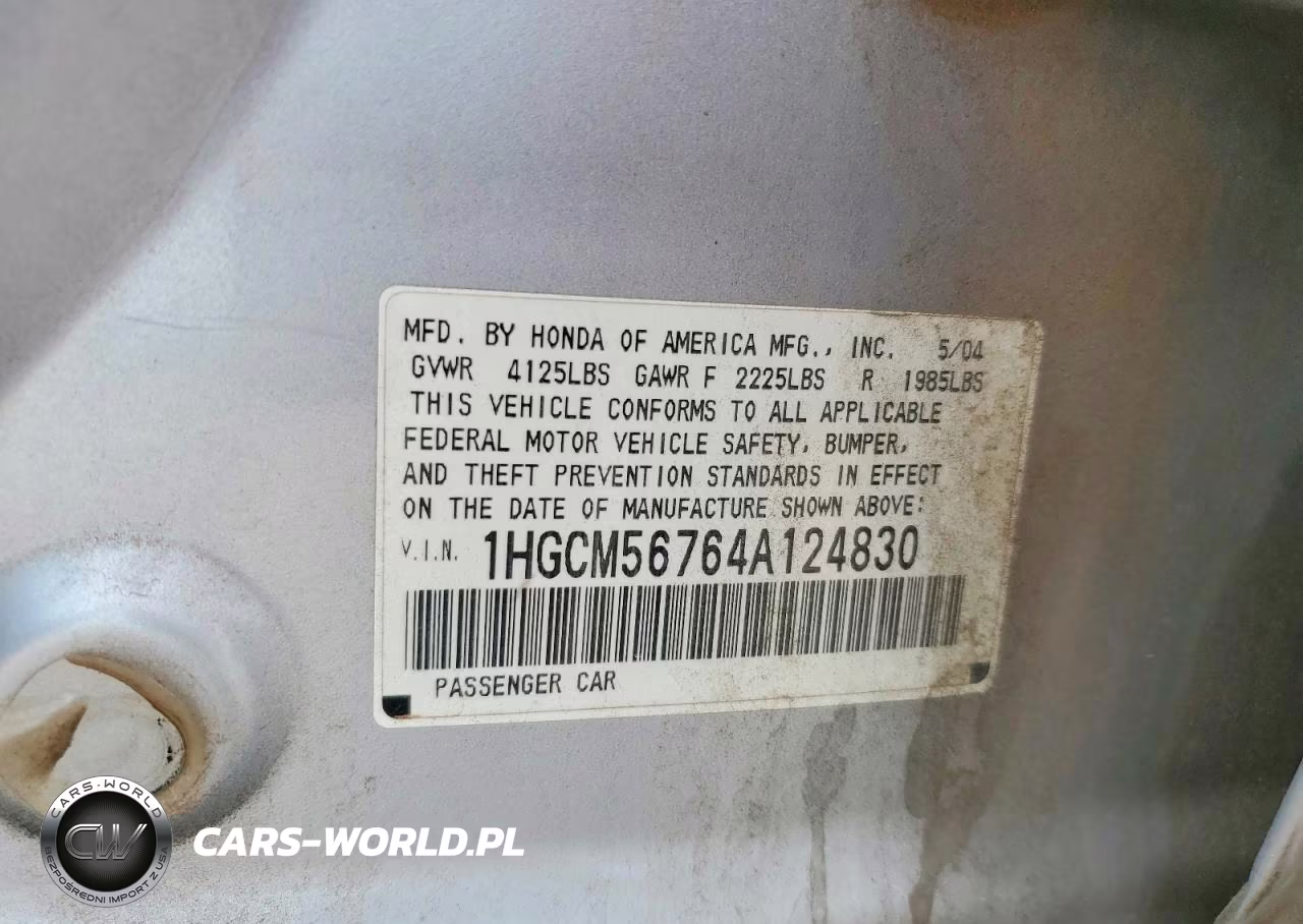 2004 Honda Accord Ex VIN:1HGCM56764A124830 - 12