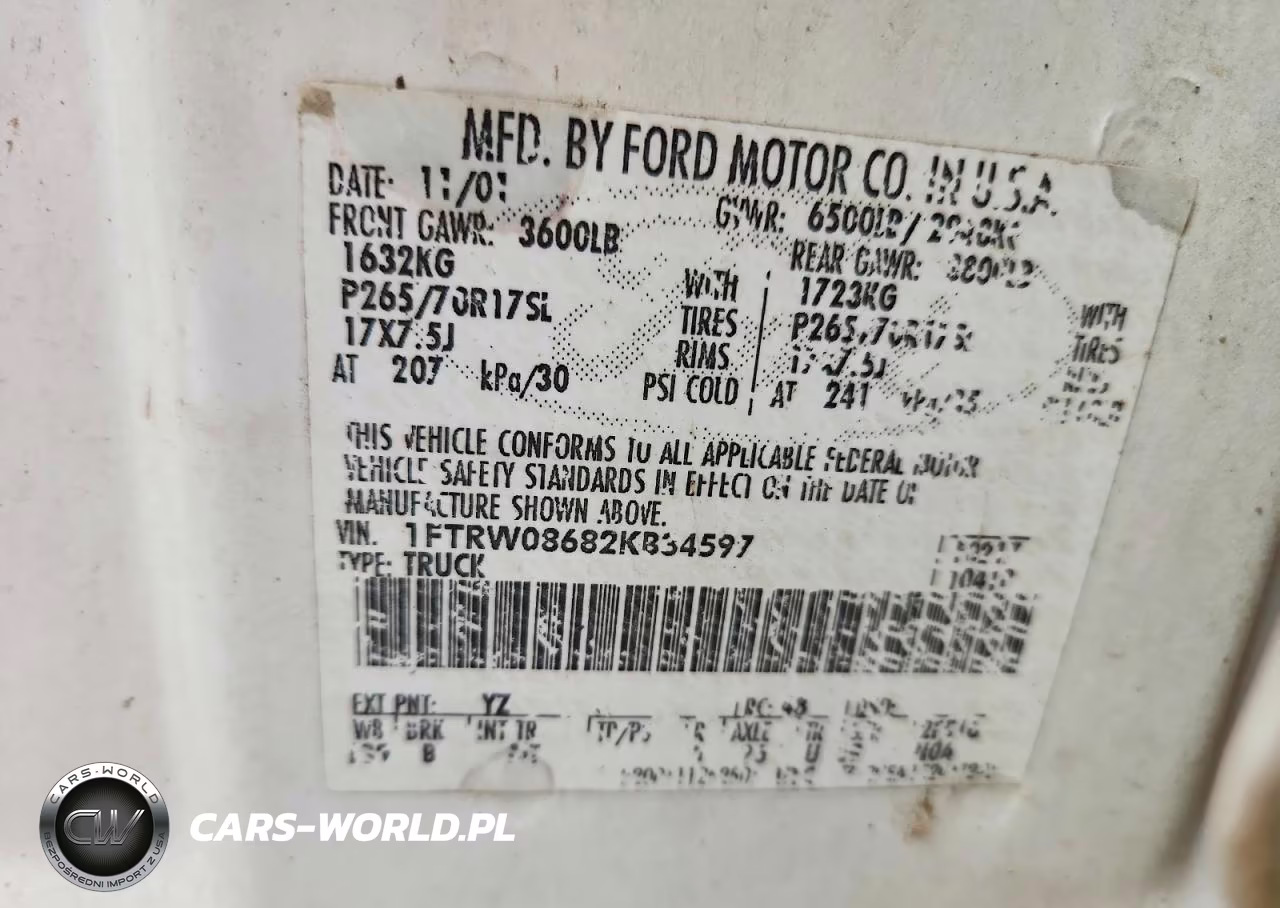 2002 Ford F150 Supercrew VIN:1FTRW08682KB34597 - 12