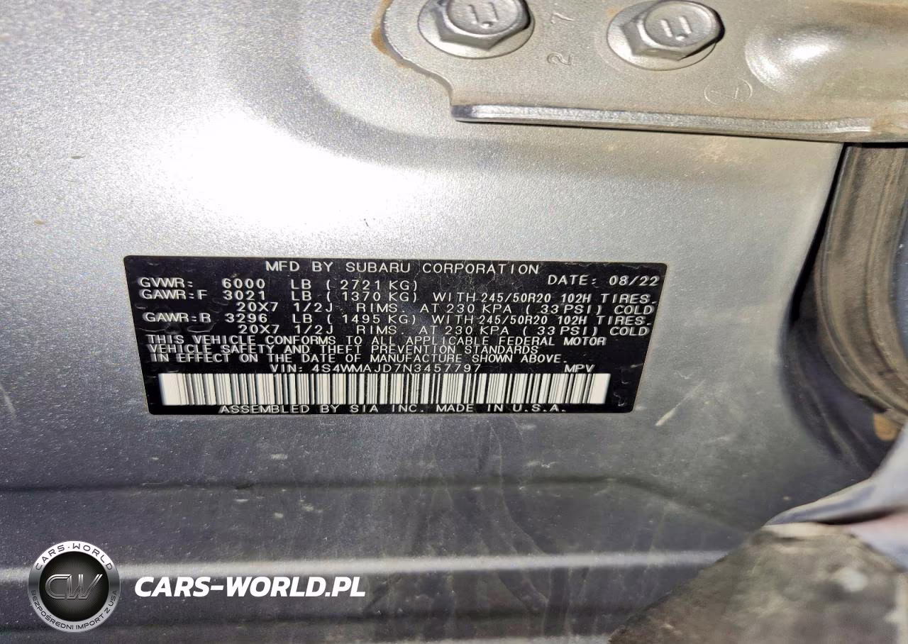 2022 Subaru Ascent Onyx Edition VIN:4S4WMAJD7N3457797 - 13
