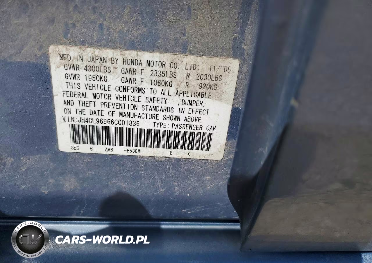 2006 Acura Tsx VIN:JH4CL96966C001836 - 12