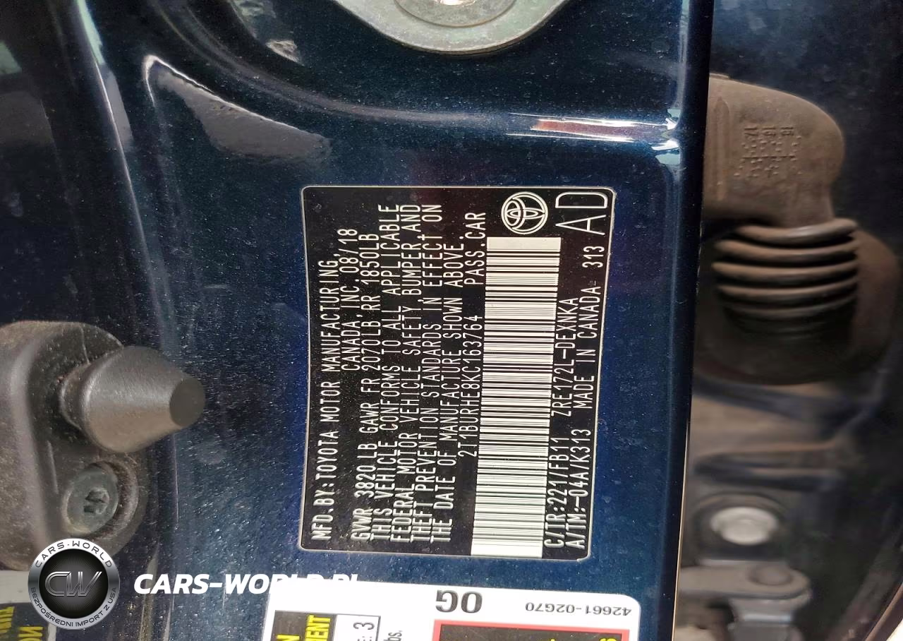 2019 Toyota Corolla Le VIN:2T1BURHE8KC163764 - 12