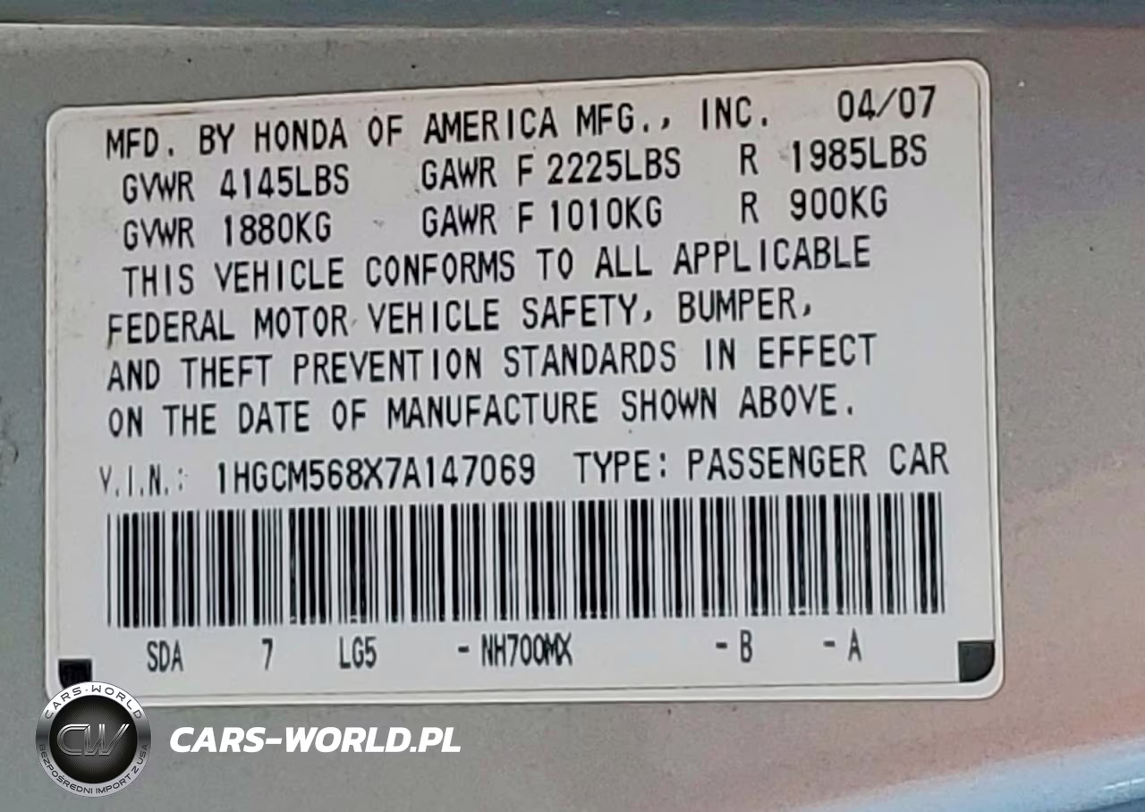 2007 Honda Accord Ex VIN:1HGCM568X7A147069 - 12