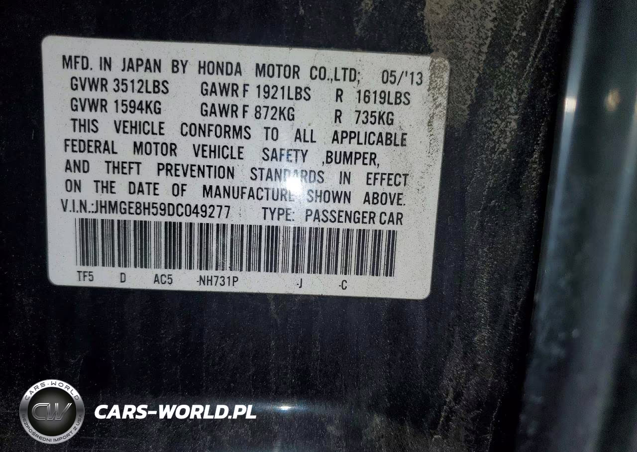 2013 Honda Fit Sport VIN:JHMGE8H59DC049277 - 12