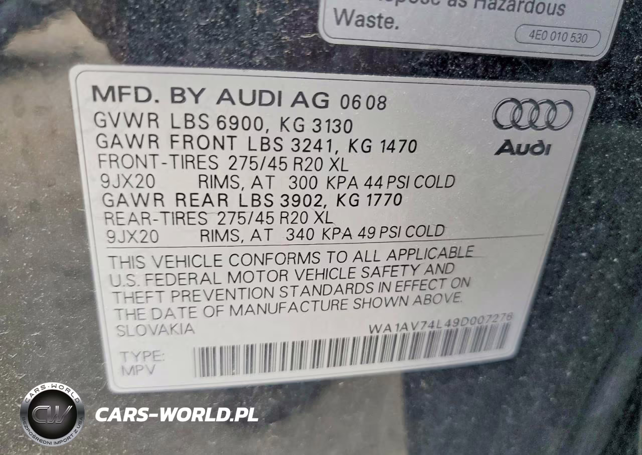 2009 Audi Q7 Prestige VIN:WA1AV74L49D007276 - 13