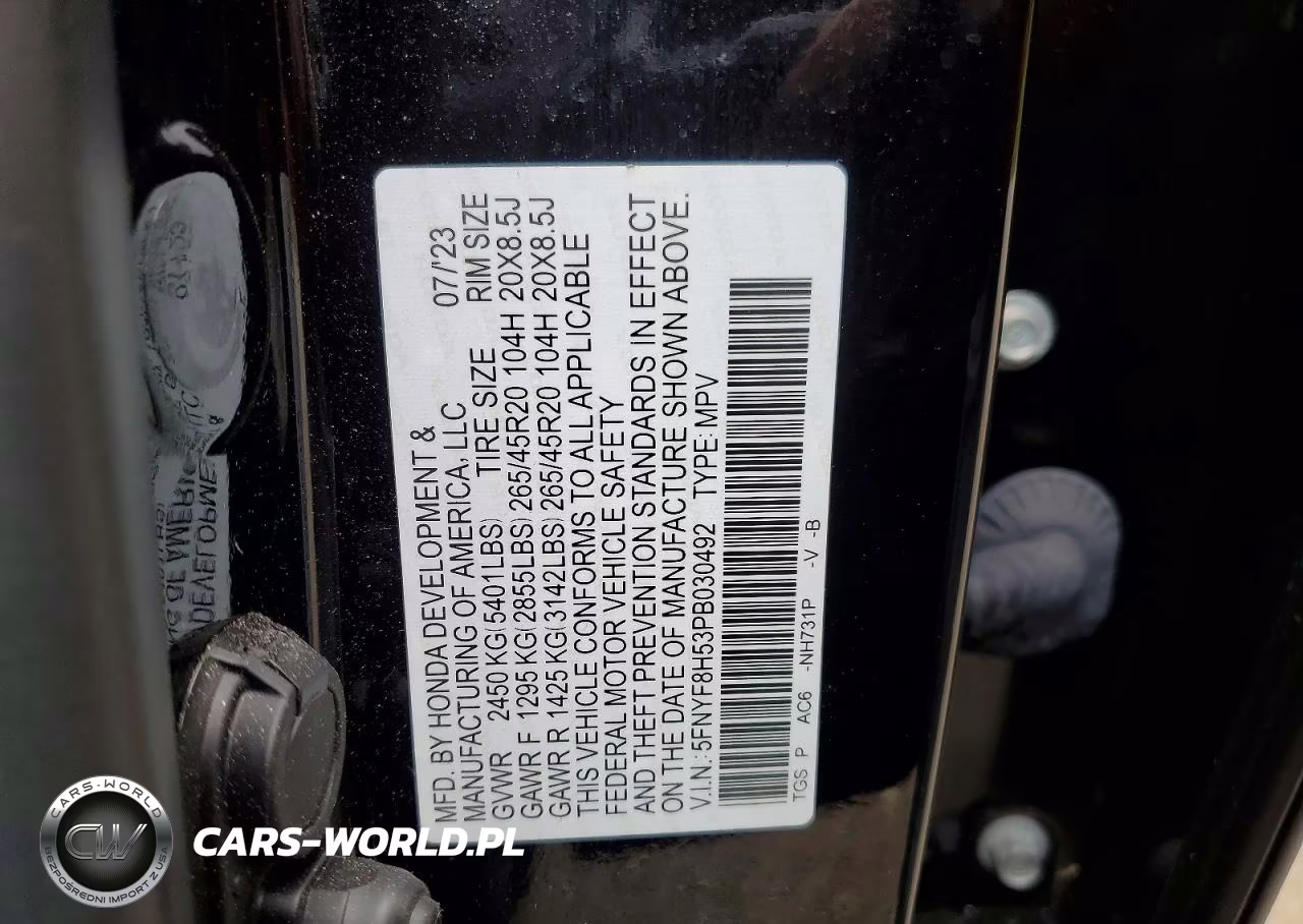 2023 Honda Passport Exl VIN:5FNYF8H53PB030492 - 13