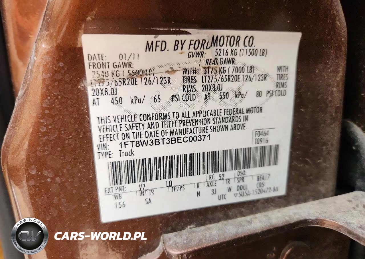2011 Ford F350 Super Duty VIN:1FT8W3BT3BEC00371 - 12