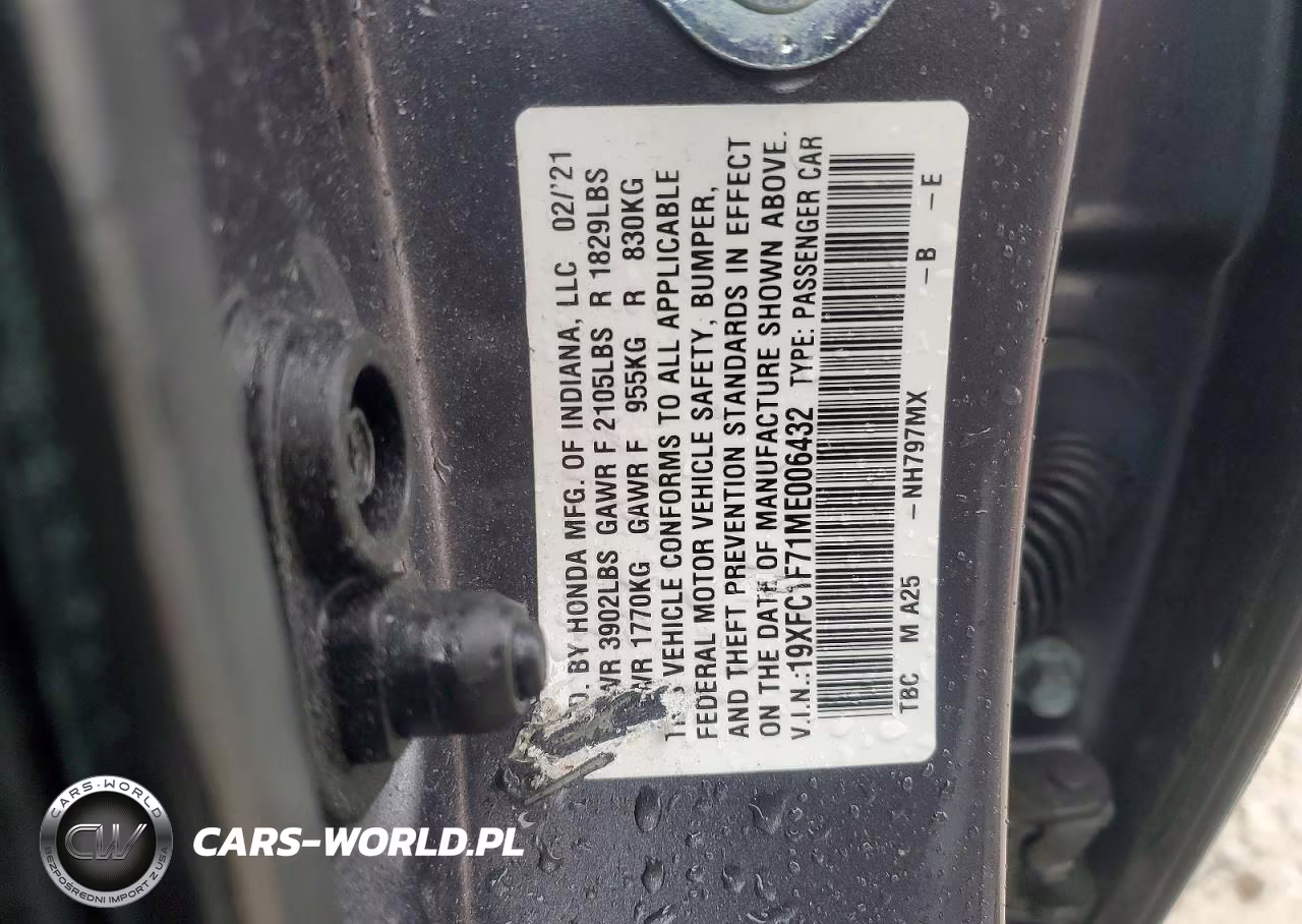 2021 Honda Civic Exl VIN:19XFC1F71ME006432 - 12