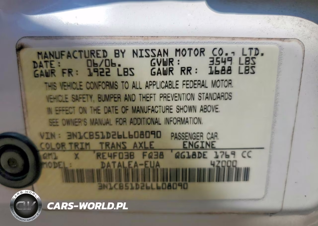 2006 Nissan Sentra 1.8 VIN:3N1CB51D26L608090 - 12