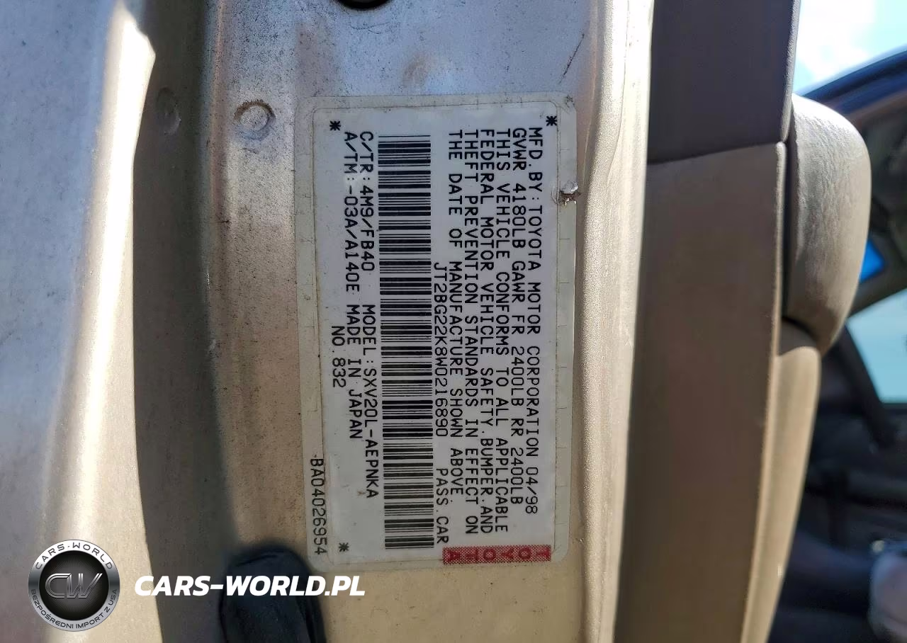 1998 Toyota Camry Le VIN:JT2BG22K8W0216890 - 12