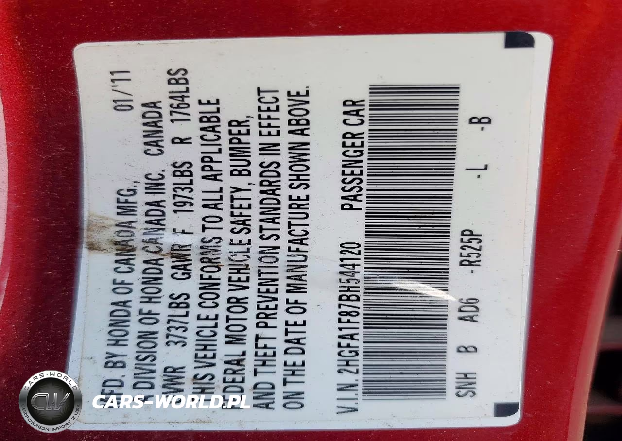 2011 Honda Civic Ex VIN:2HGFA1F87BH544120 - 12