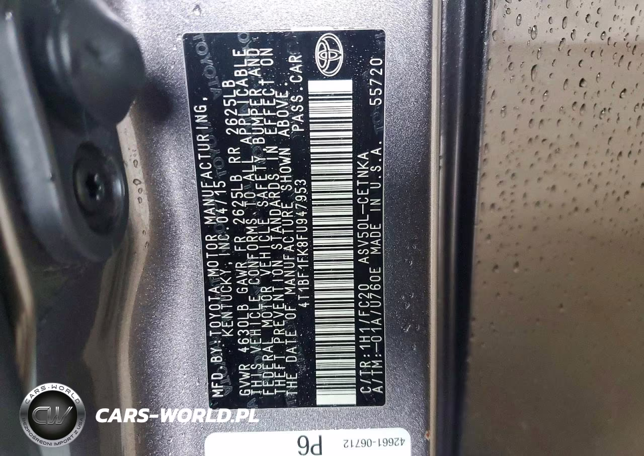 2015 Toyota Camry VIN:4T1BF1FK8FU947953 - 12