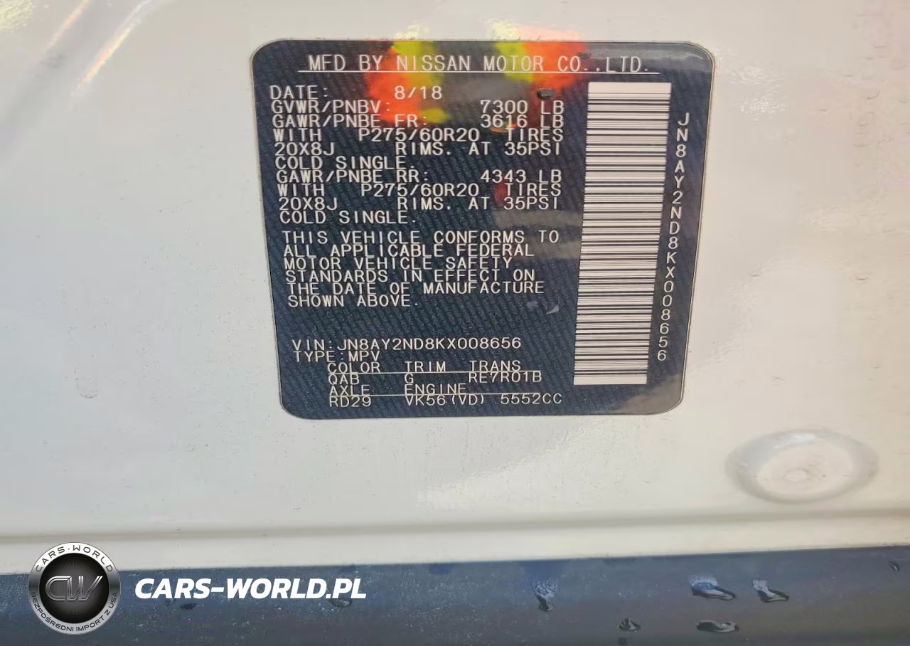 2019 Nissan Armada Sl VIN:JN8AY2ND8KX008656 - 13