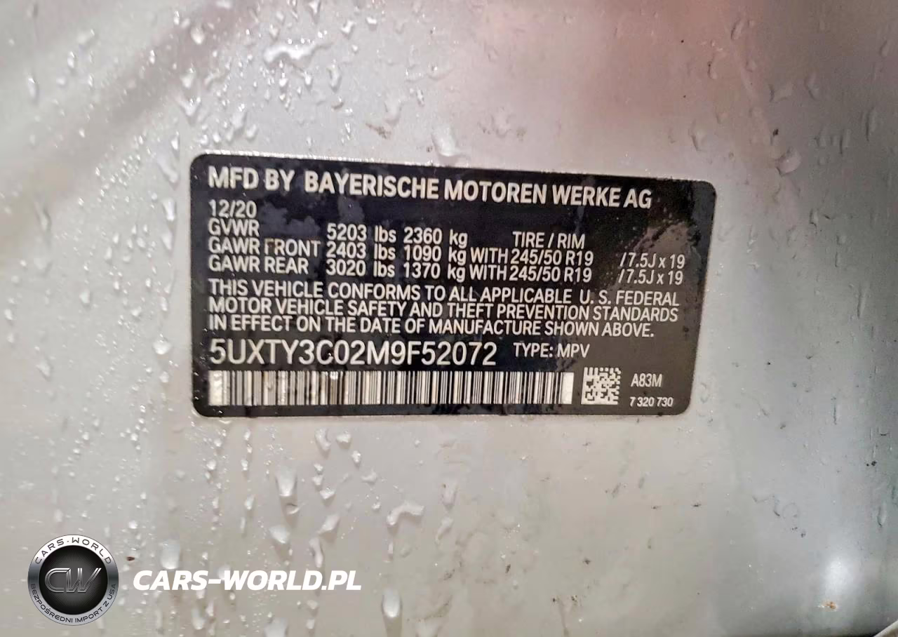 2021 BMW X3 Sdrive30I VIN:5UXTY3C02M9F52072 - 13