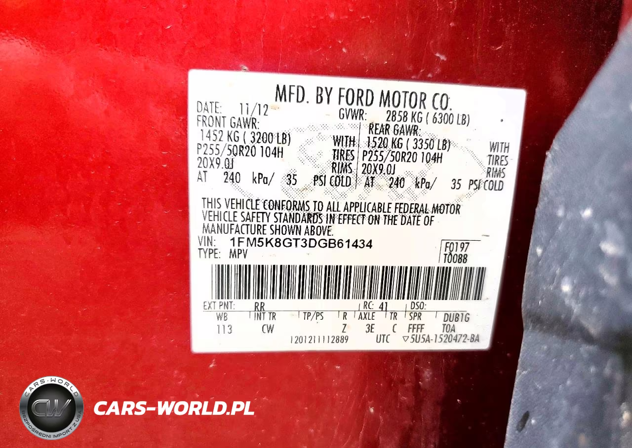 2013 Ford Explorer Sport VIN:1FM5K8GT3DGB61434 - 13