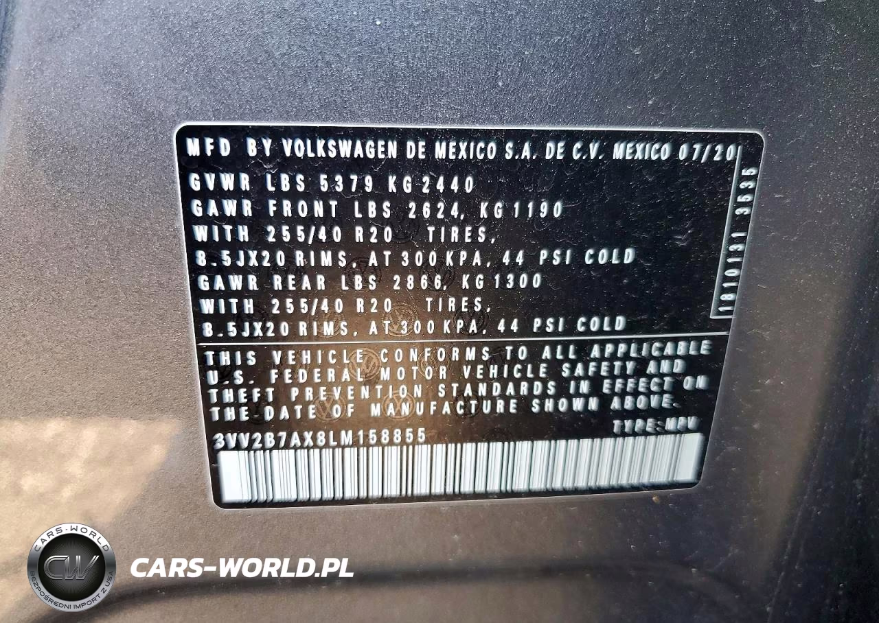 2020 Volkswagen Tiguan Se VIN:3VV2B7AX8LM158855 - 13