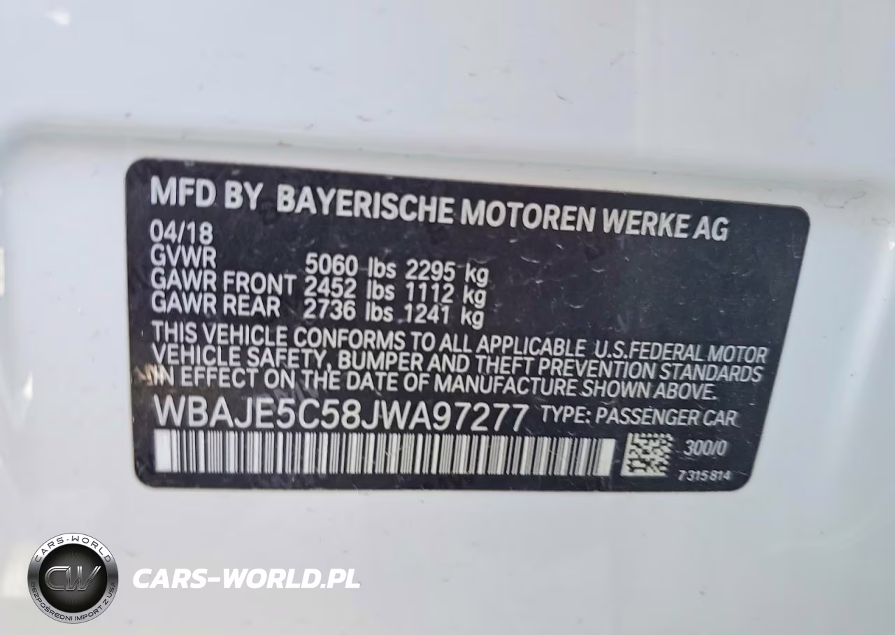 2018 BMW 540 I VIN:WBAJE5C58JWA97277 - 12