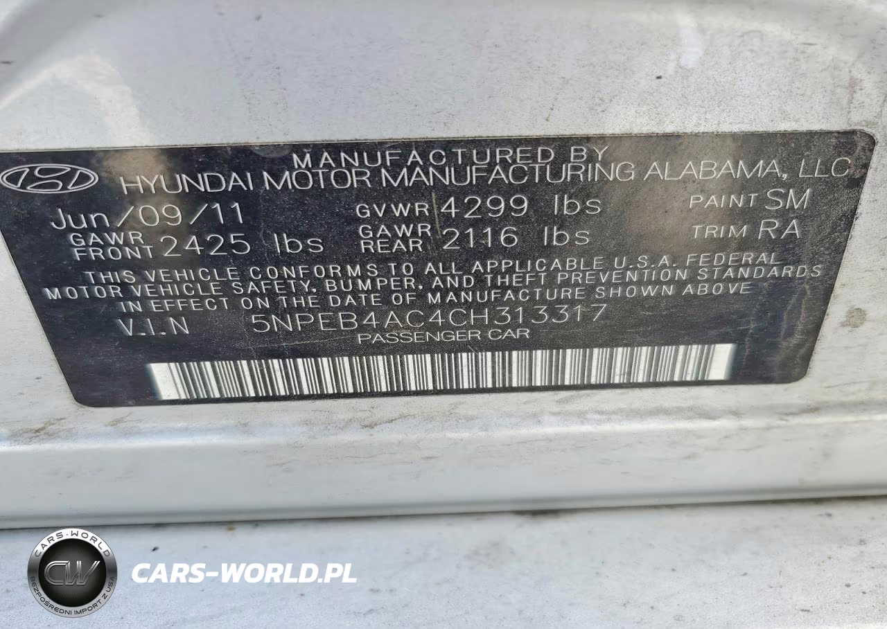 2012 Hyundai Sonata Gls VIN:5NPEB4AC4CH313317 - 12