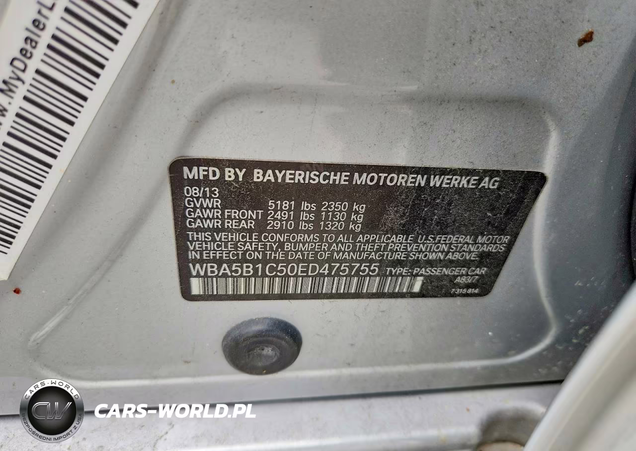 2014 BMW 535 I VIN:WBA5B1C50ED475755 - 12