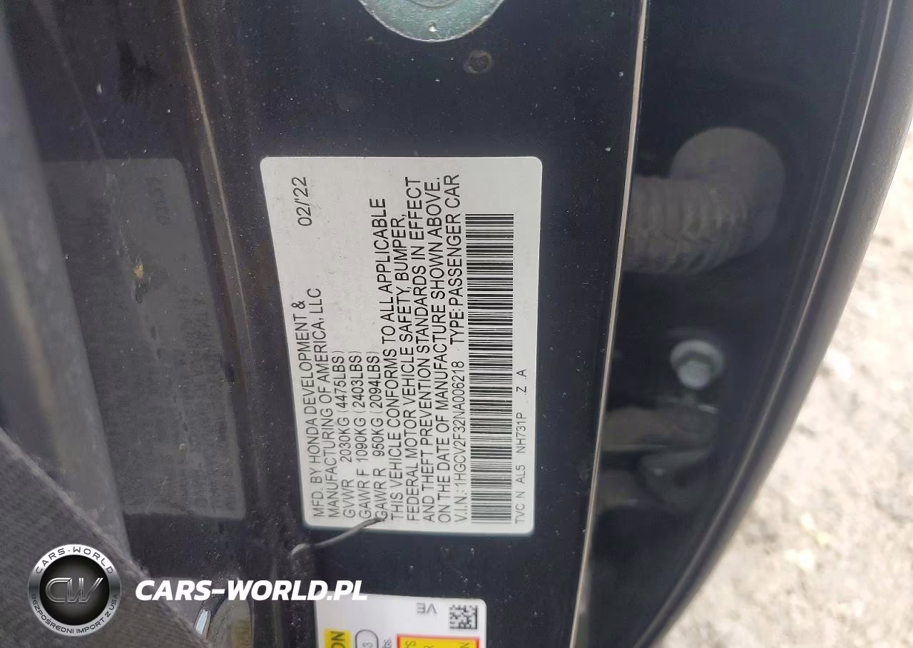 2022 Honda Accord Sport VIN:1HGCV2F32NA006218 - 12