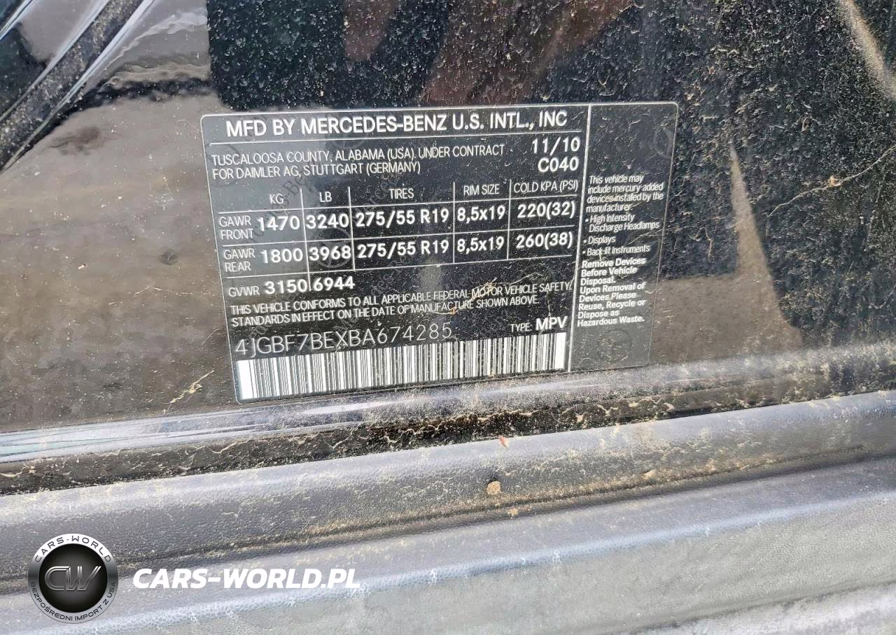 2011 Mercedes-Benz Gl 450 4Matic VIN:4JGBF7BEXBA674285 - 12