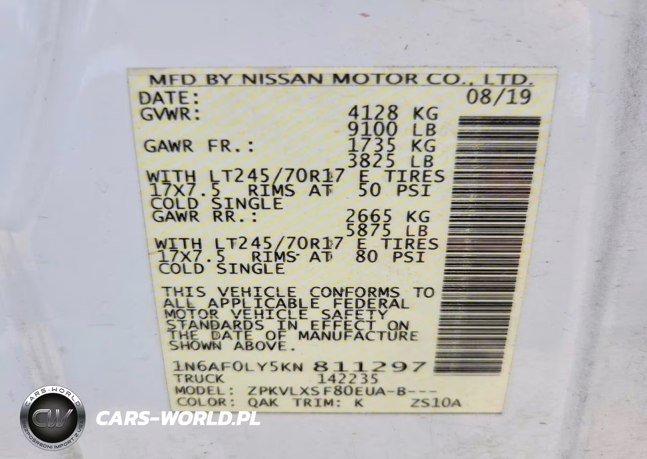 2019 Nissan Nv 2500 Hd Sv VIN:1N6AF0LY5KN811297 - 13