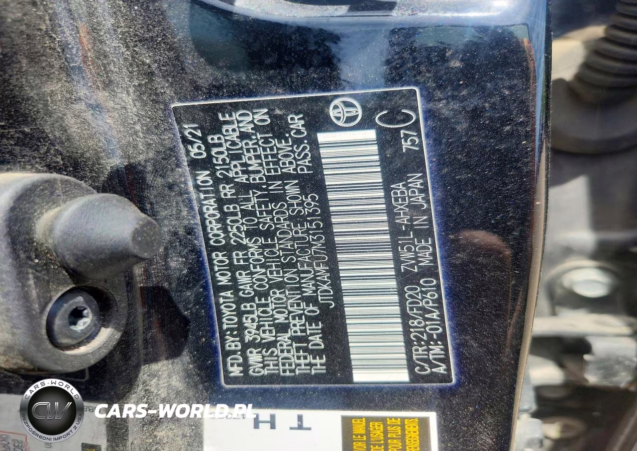 2021 Toyota Prius Le VIN:JTDKAMFU7M3151395 - 12