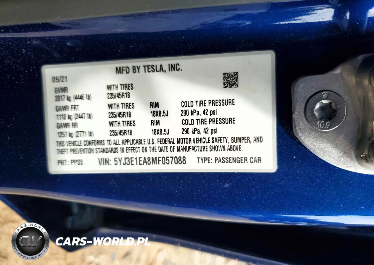 2021 Tesla Model 3 VIN:5YJ3E1EA8MF057088 - 13