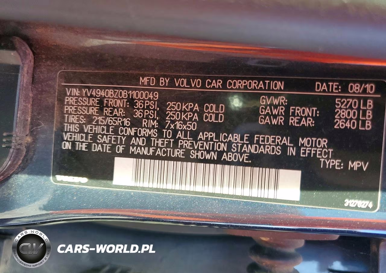 2011 Volv Xc70 3.2 VIN:YV4940BZ0B1100049 - 12
