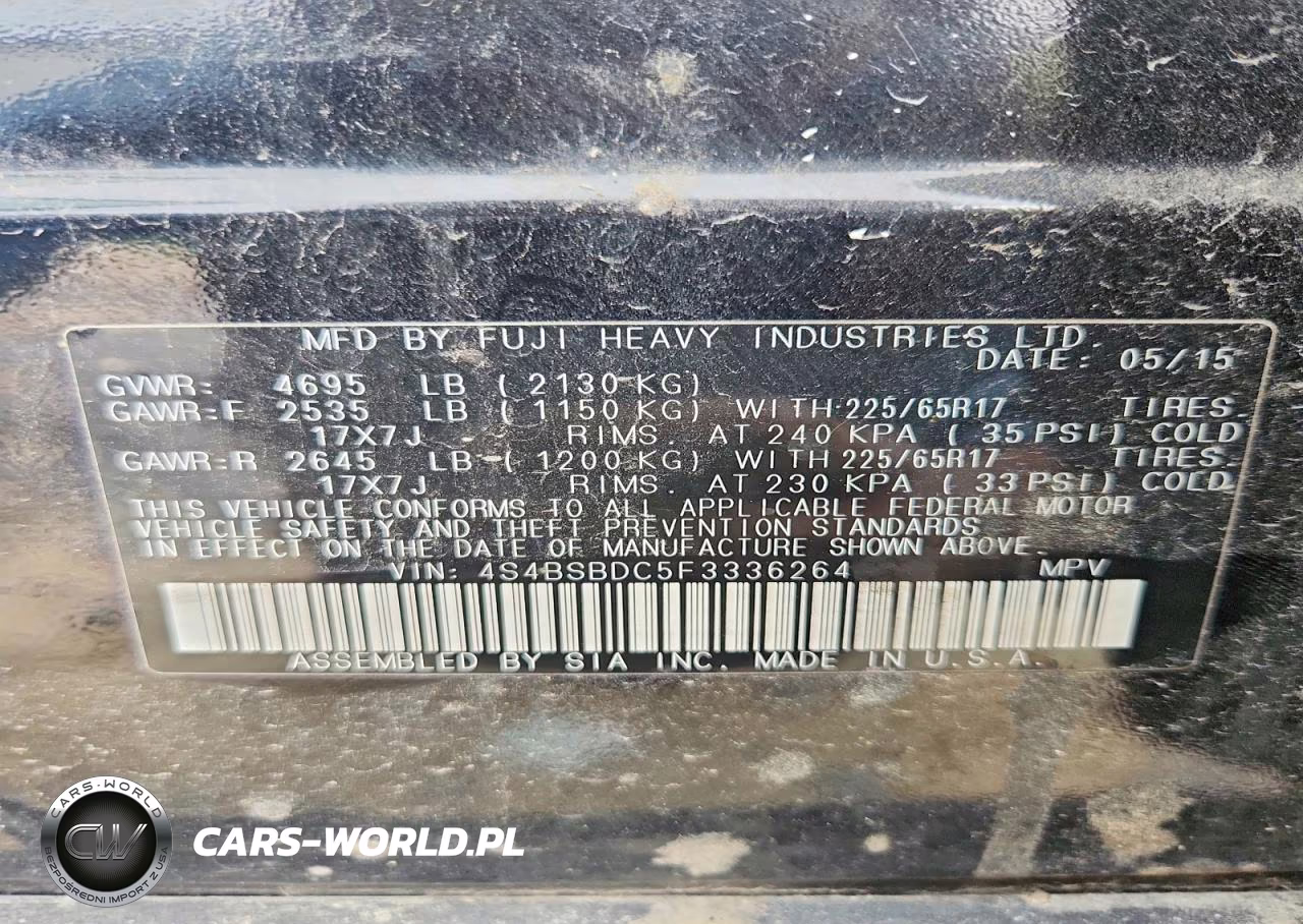 2015 Subaru Outback 2.5I Premium VIN:4S4BSBDC5F3336264 - 13