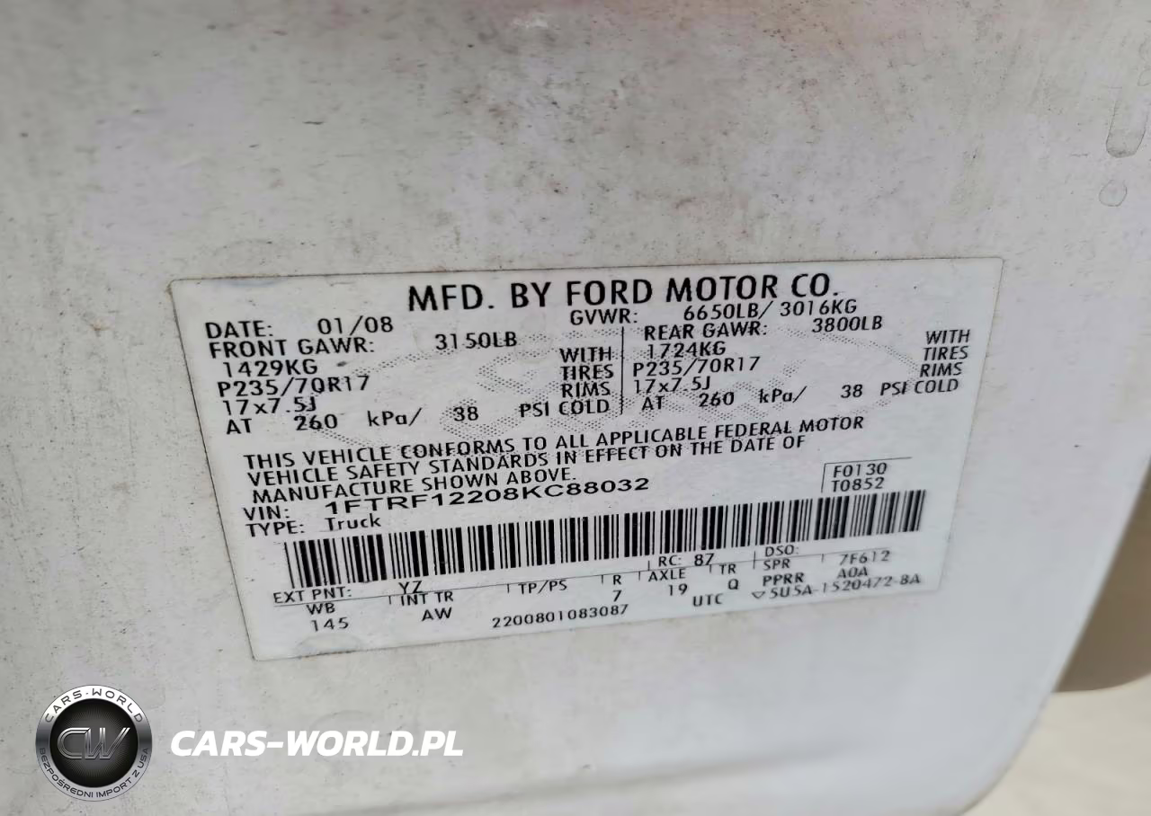 2008 Ford F150 VIN:1FTRF12208KC88032 - 12