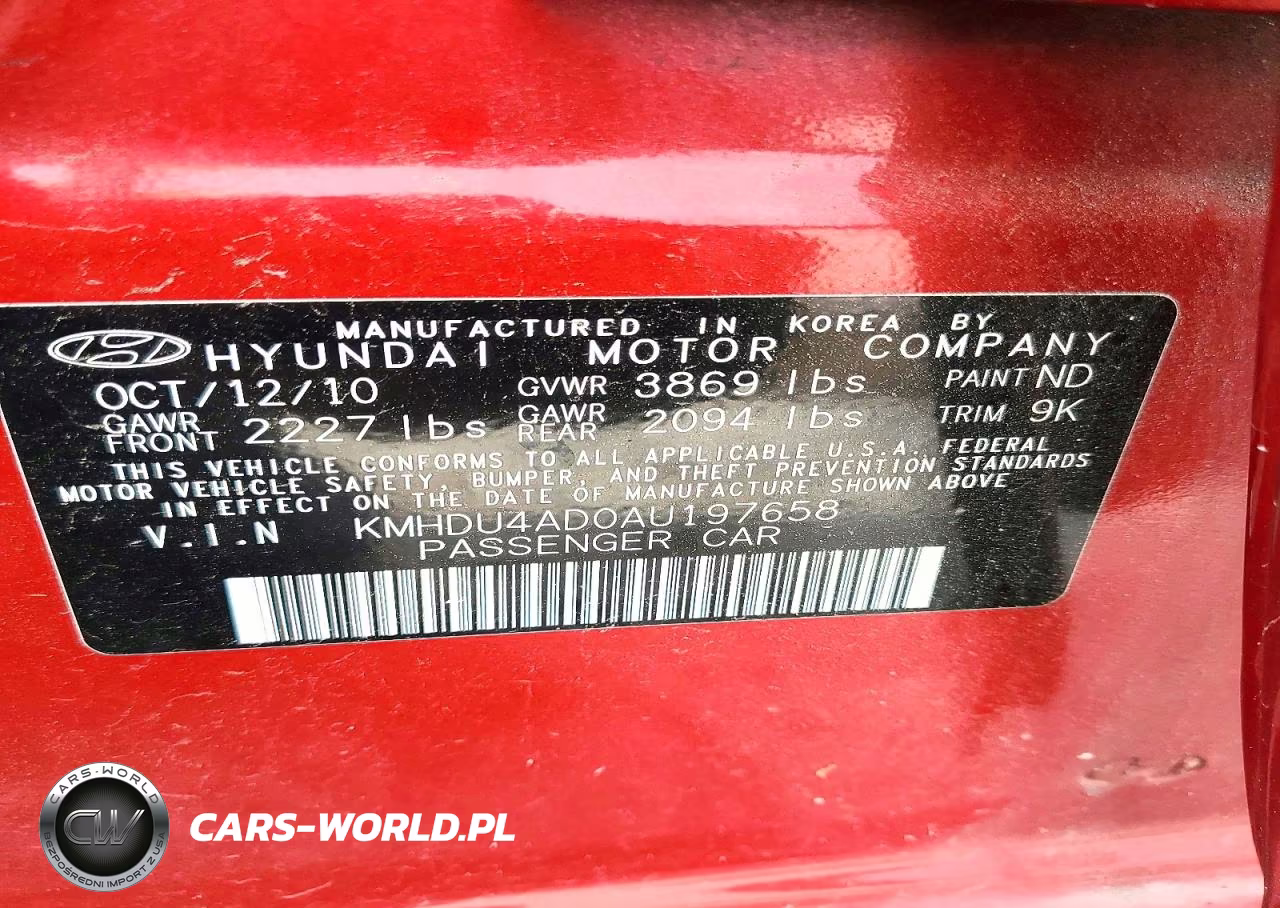 2010 Hyundai Elantra Gls VIN:KMHDU4AD0AU197658 - 12