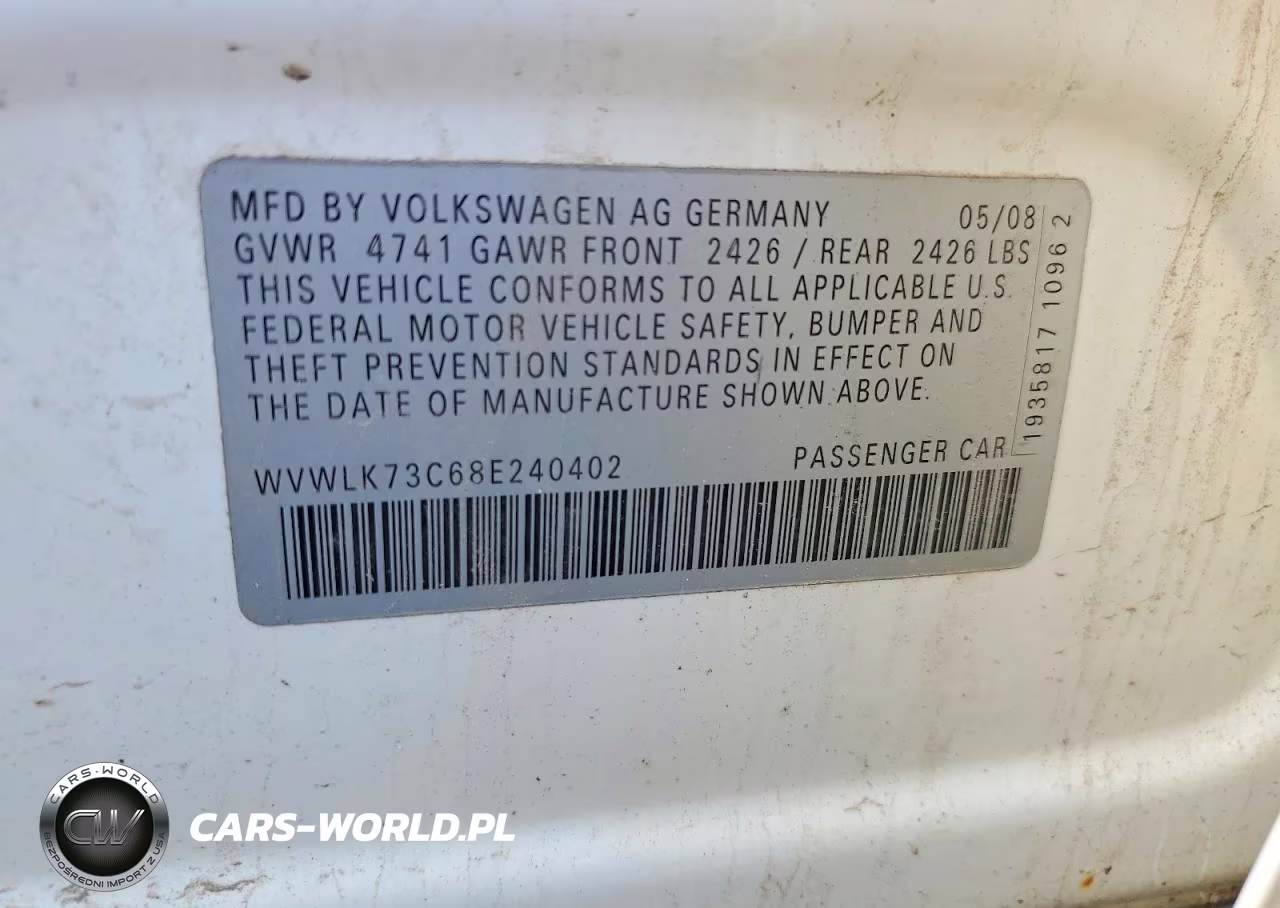 2008 Volkswagen Passat Wagon VIN:WVWLK73C68E240402 - 12